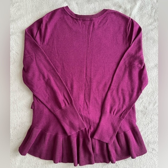ISAAC Mizrahi Live Purple Ruffle  Sweater Women's size L - Picture 2 of 10